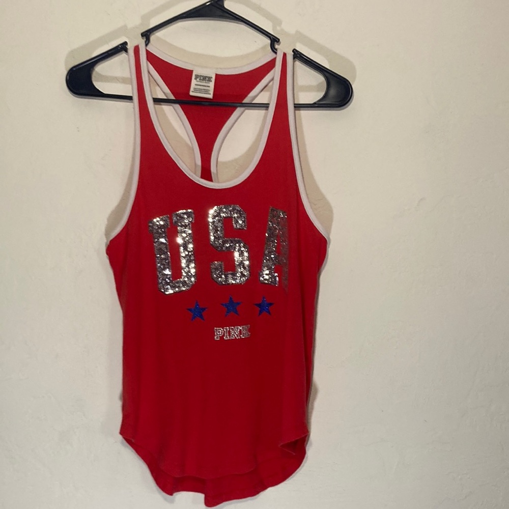 Women’s XS Pink Victoria’s Secret USA red white and blue tank top